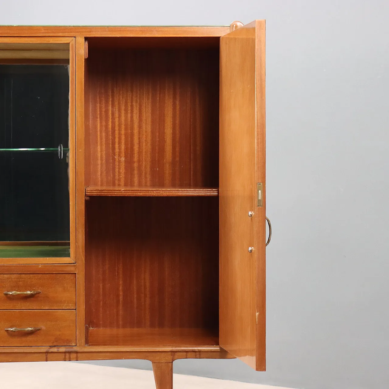 Credenza in legno, vetro e ottone, '900 6