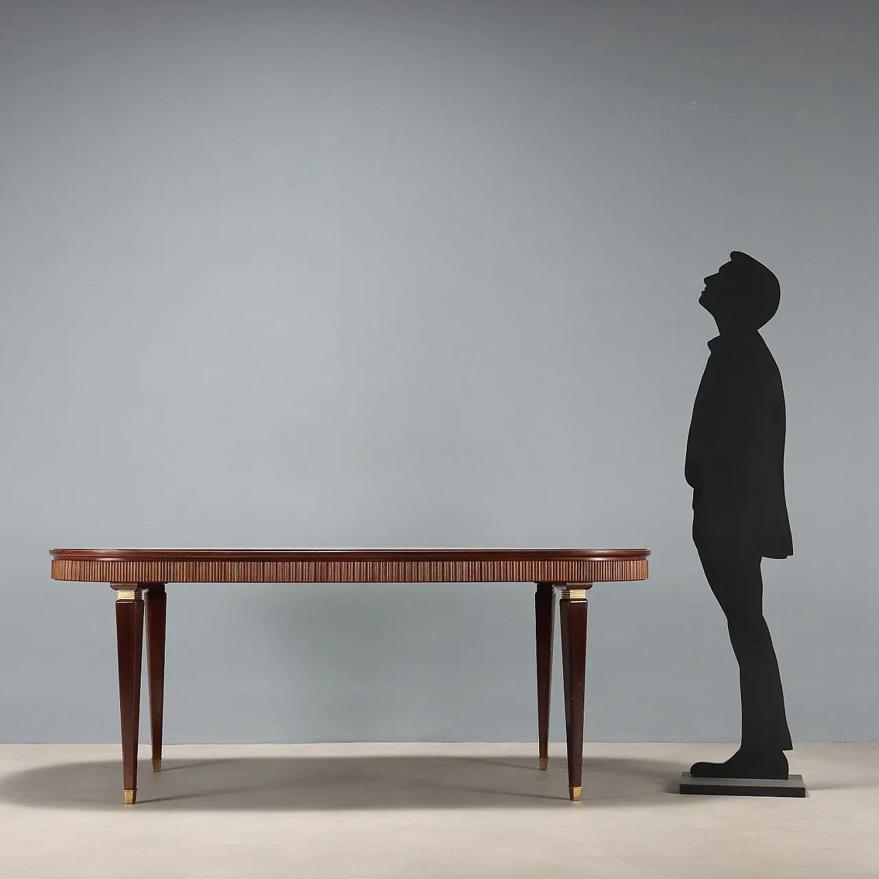 Glass, wood and brass dining table, 20th century 3