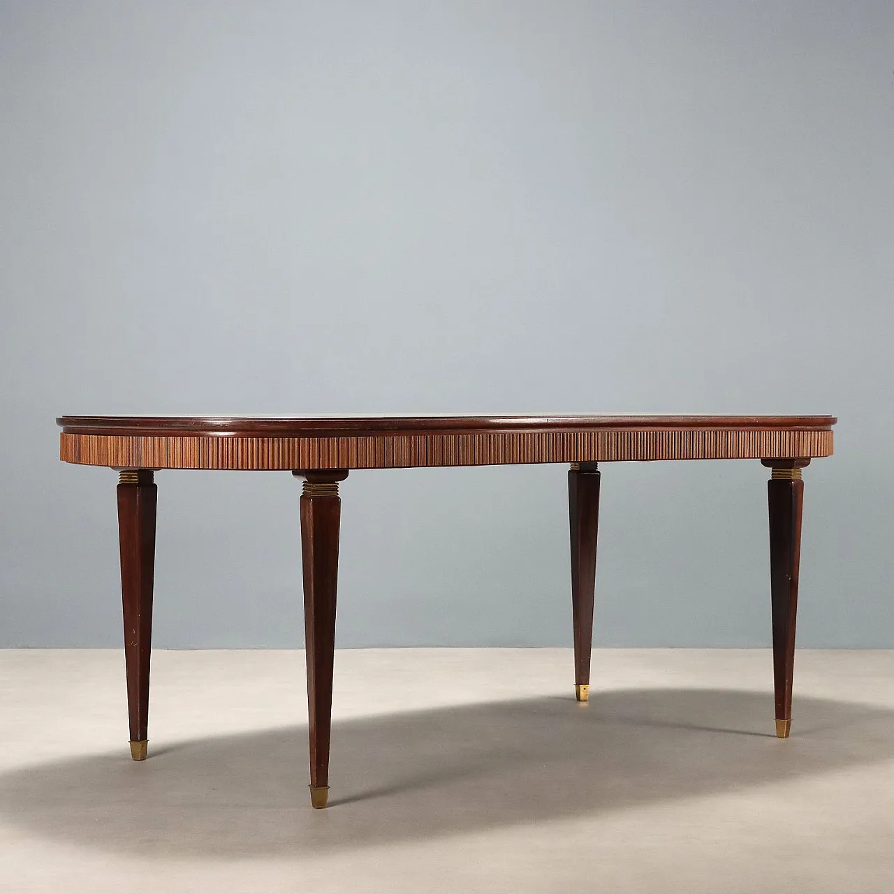 Glass, wood and brass dining table, 20th century 9