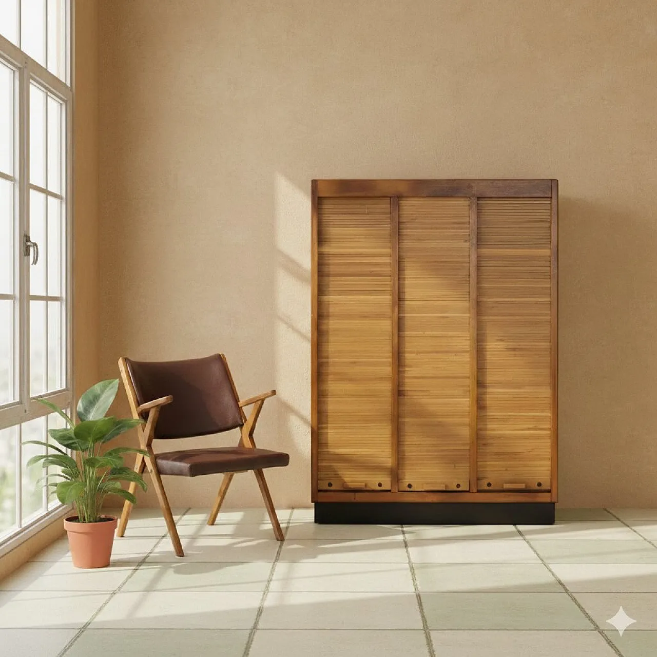 Mobile in legno impiallacciato noce e piano in formica nera, '900 2