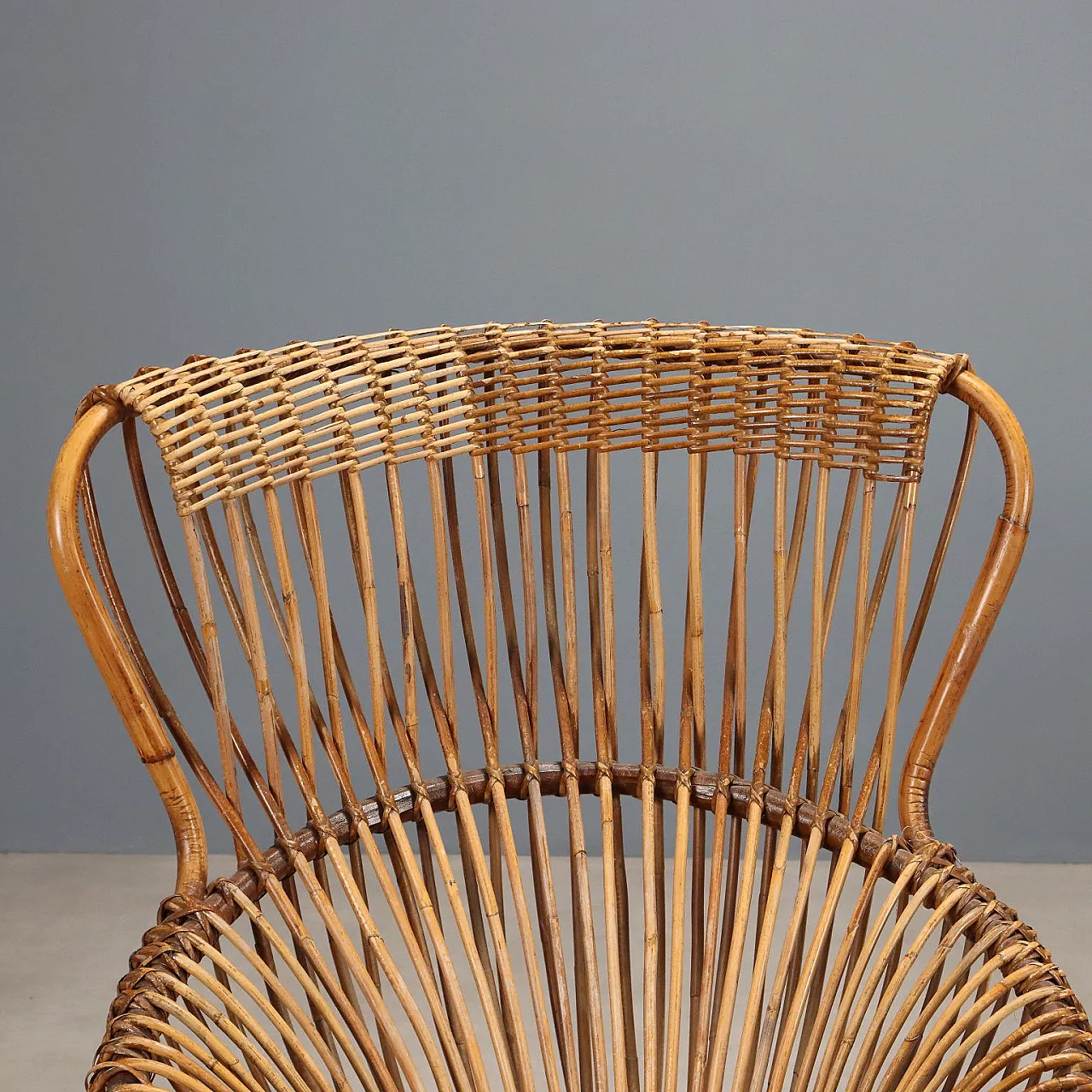 Wood and rattan armchair, 20th century 3