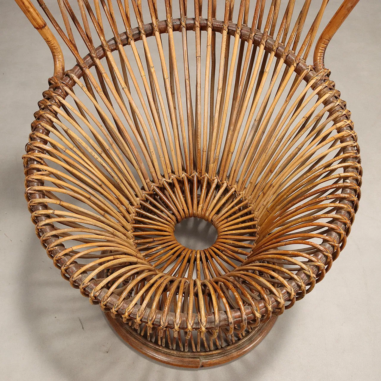 Wood and rattan armchair, 20th century 4