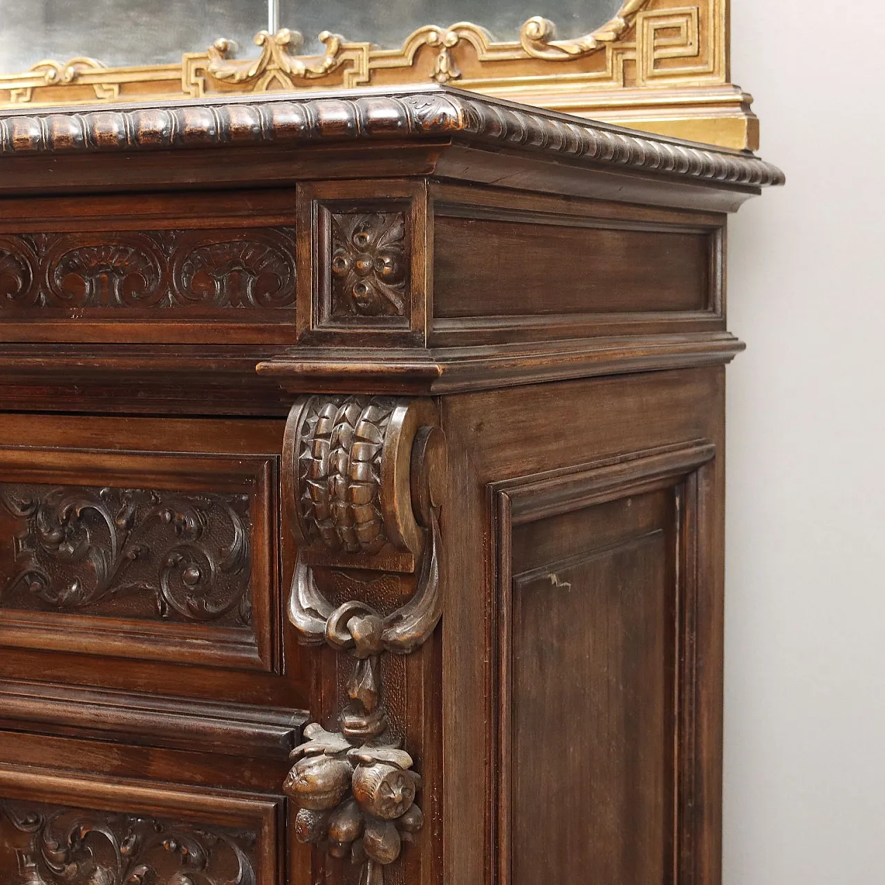 Neo-Renaissance dresser with mirror, 20th century 8