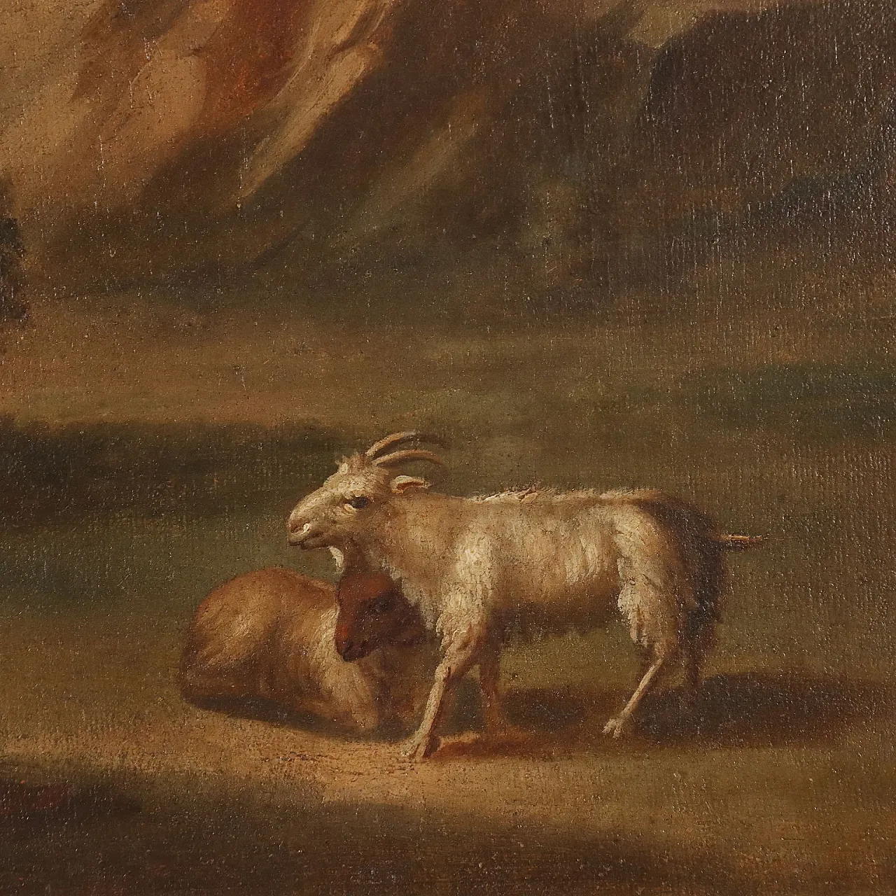 Paesaggio, olio su tela con cornice, Scuola italiana, '700 5