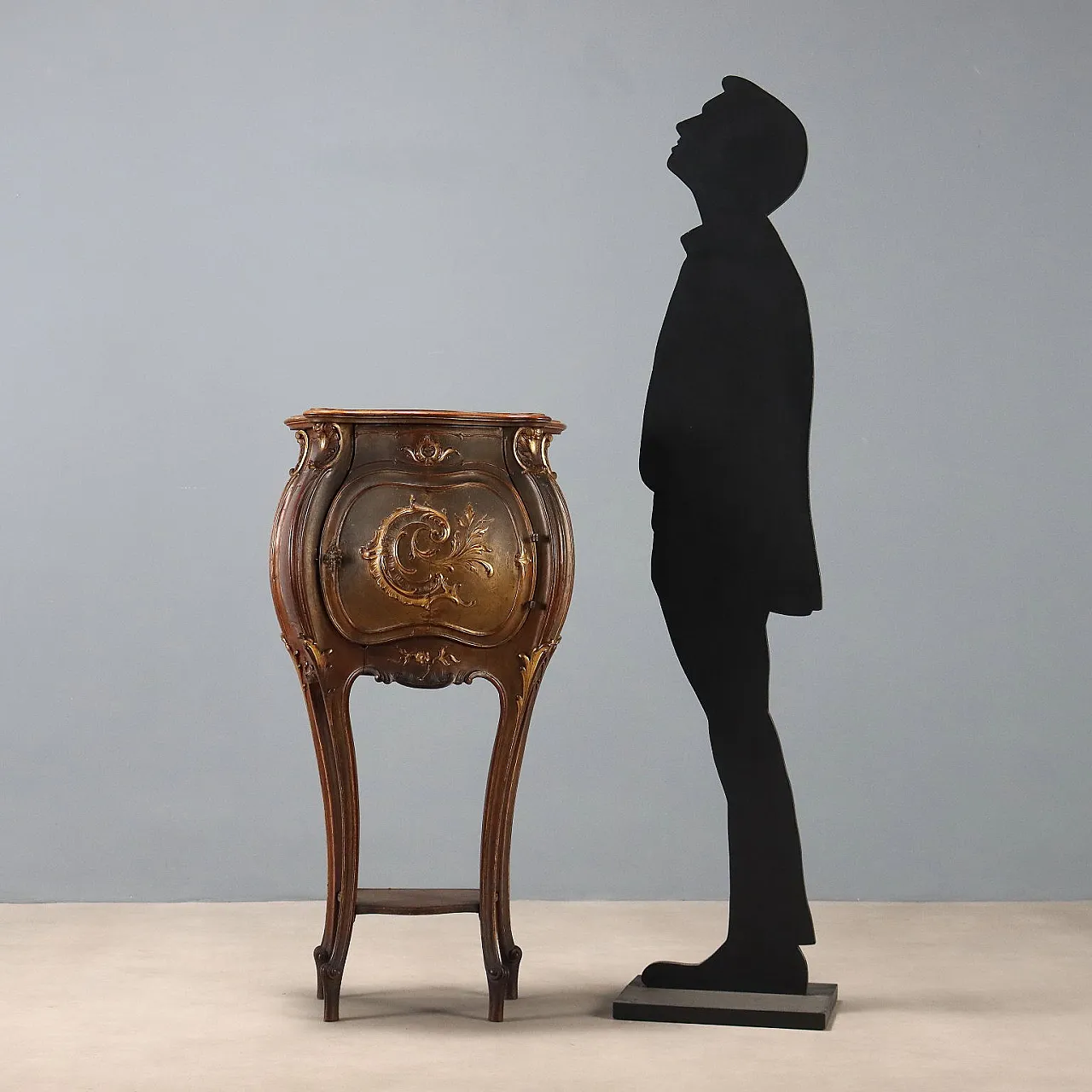 Mobile in noce in stile tardo barocco, laccato e dorato, primo '900 3