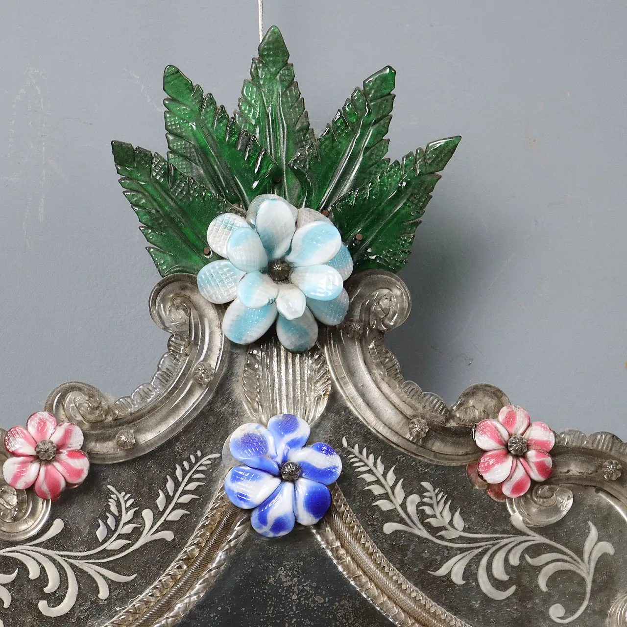 Pair of mirrors engraved in blown glass, early 20th century 5