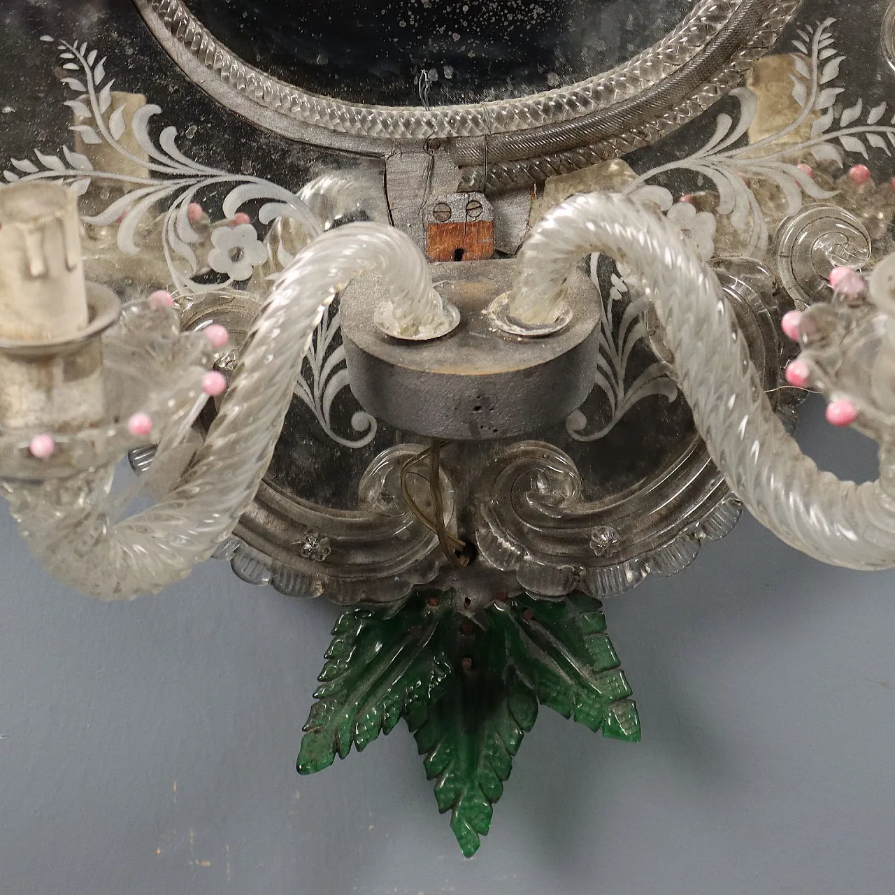 Pair of mirrors engraved in blown glass, early 20th century 10