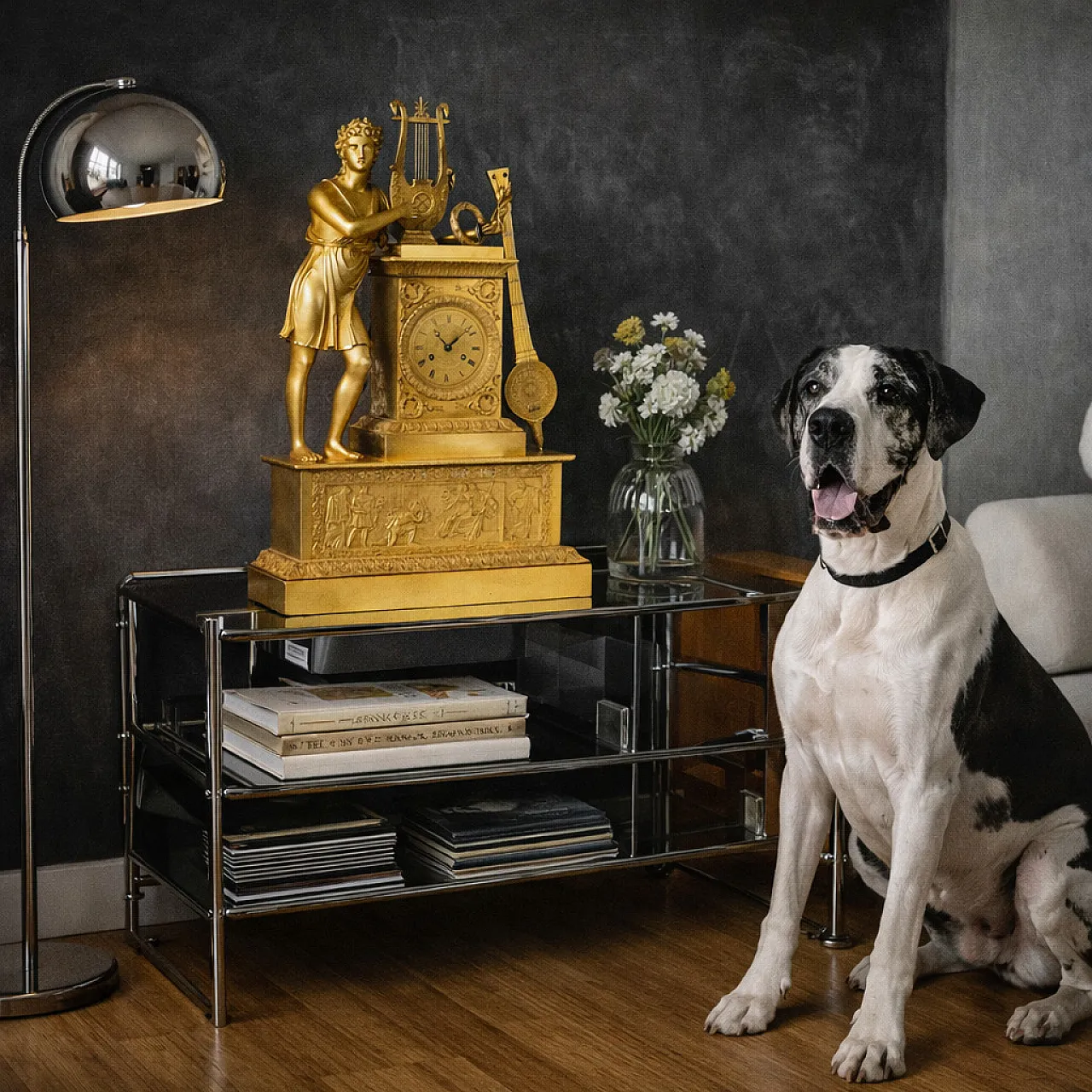 Orologio in bronzo dorato con statua di Apollo, '800 2