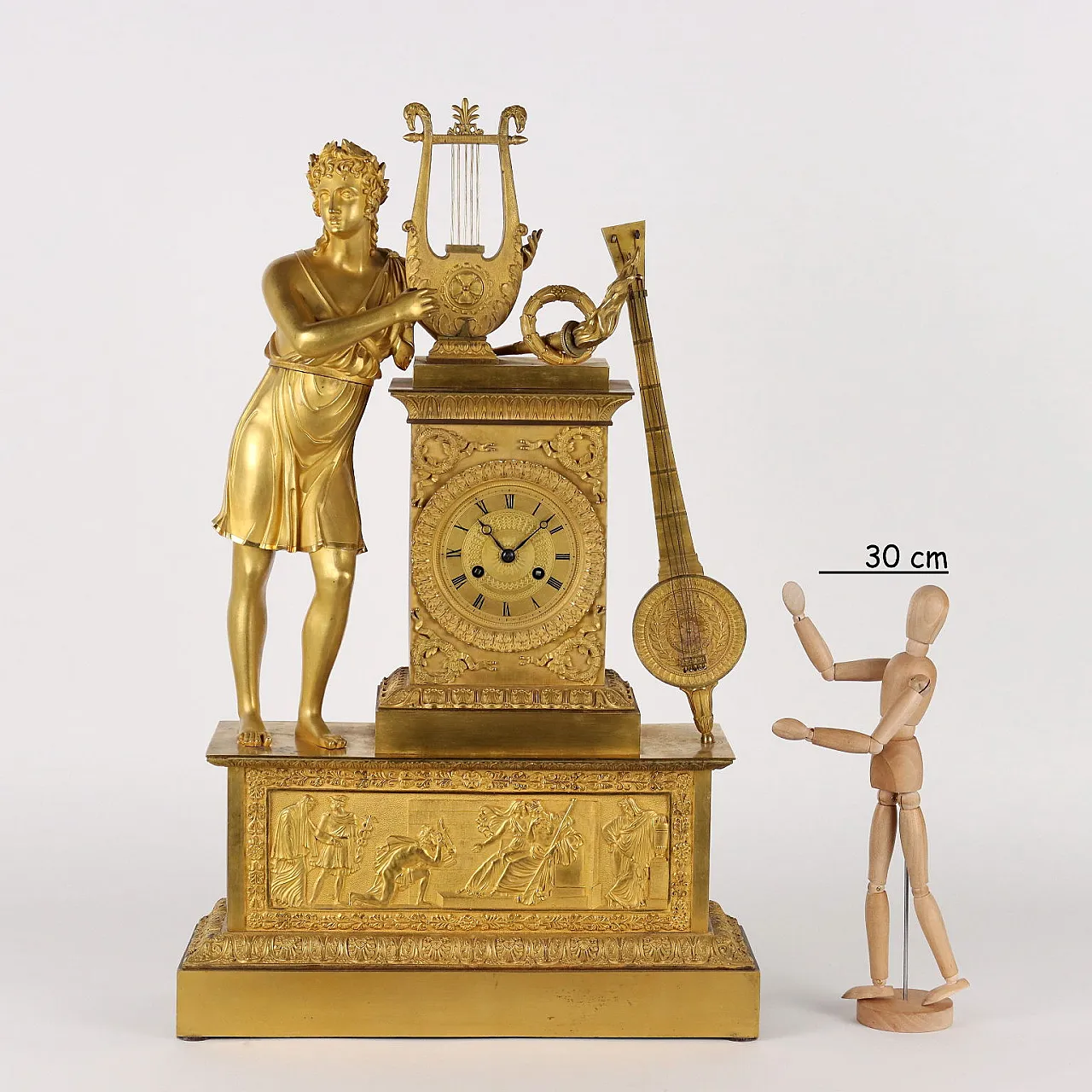 Orologio in bronzo dorato con statua di Apollo, '800 3