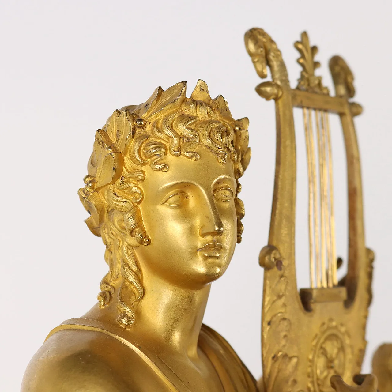 Orologio in bronzo dorato con statua di Apollo, '800 4