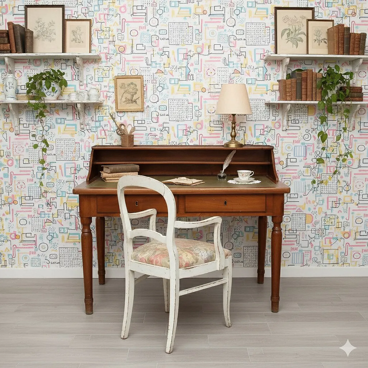 Walnut and leather desk, mid-19th century 2