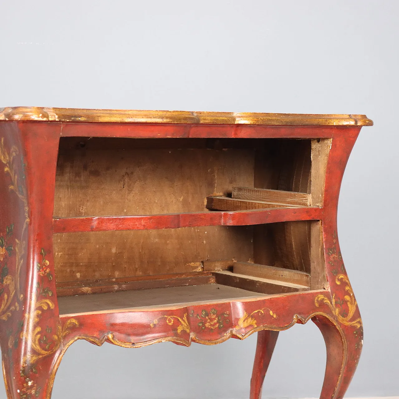 Cassettone in legno e lacca bordeaux, fine '800 8