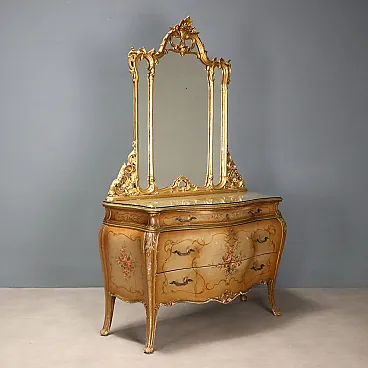 Comò barocco in legno dipinto, primo '900