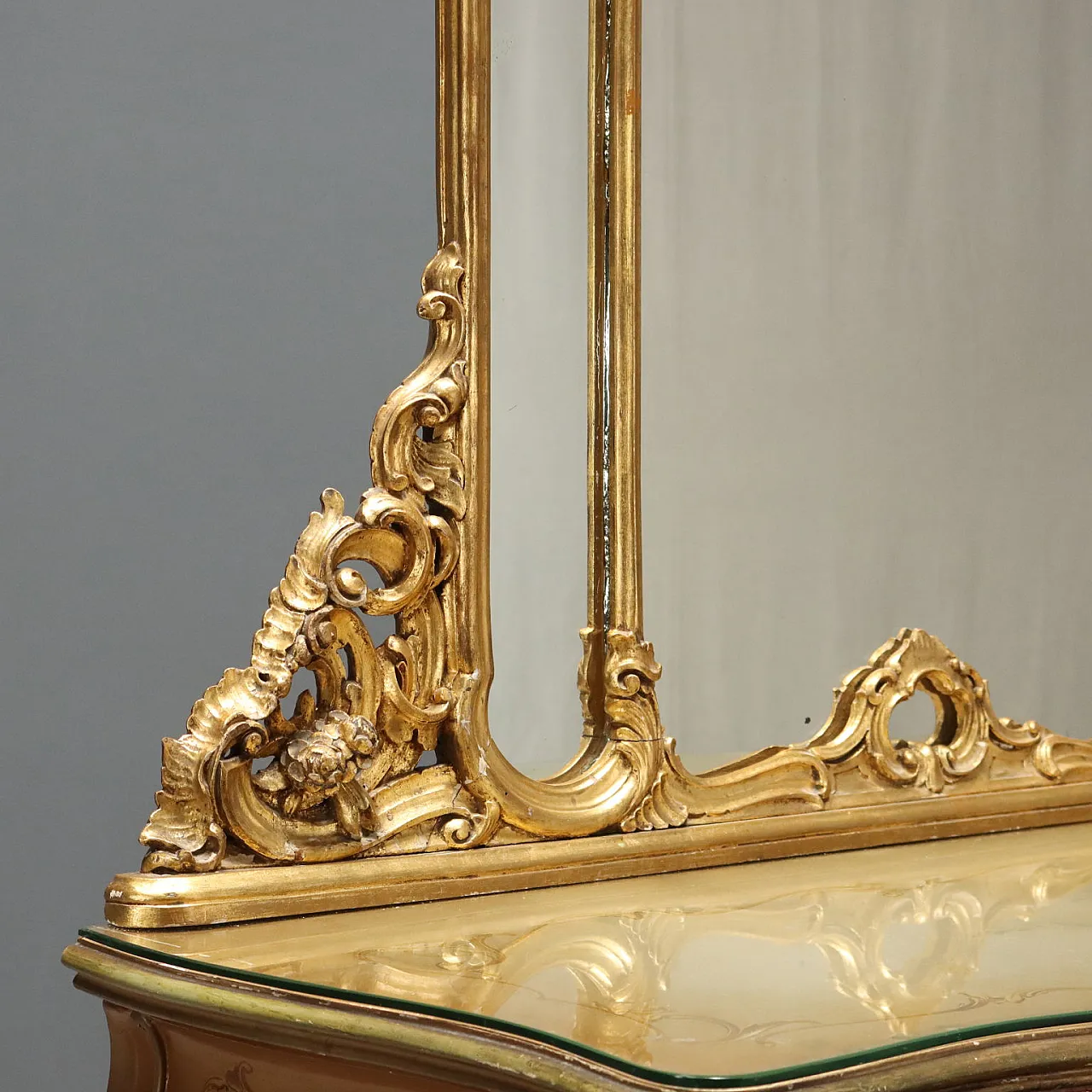 Comò barocco in legno dipinto, primo '900 5