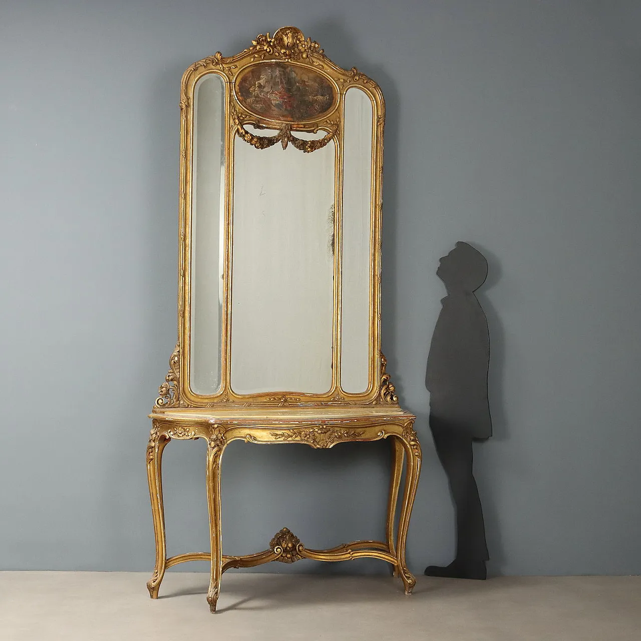 Consolle con specchiera in marmo, primo '900 2