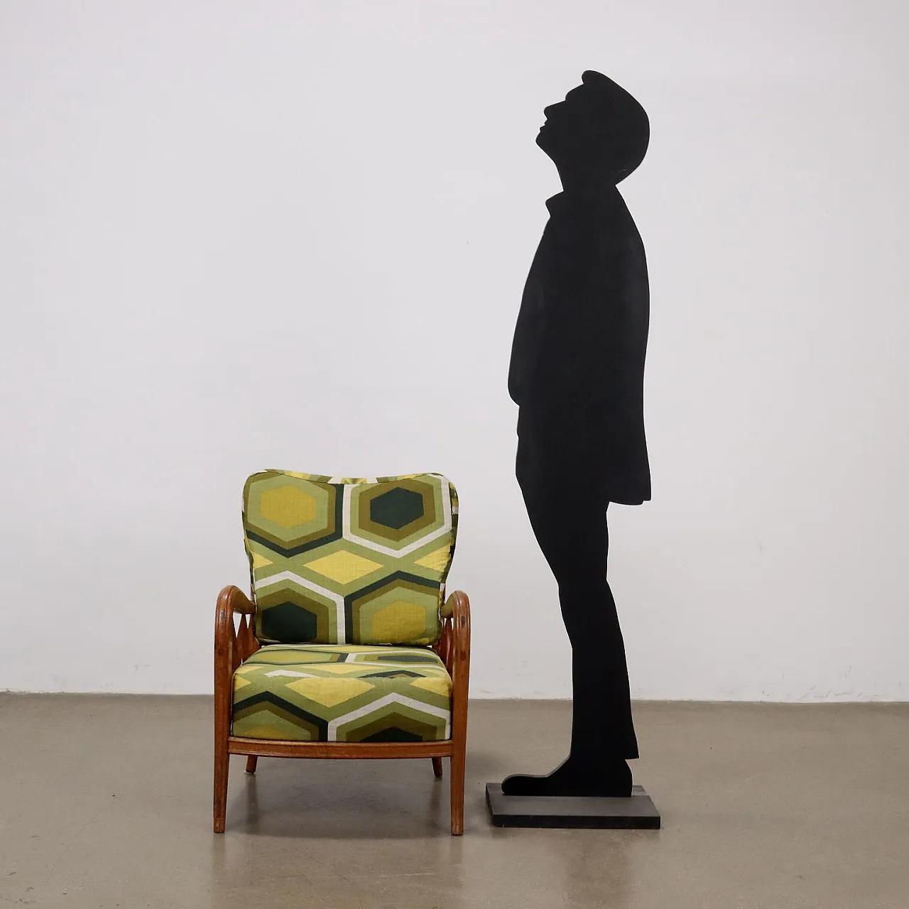 Armchair in beech wood and fabric, 1950s 2