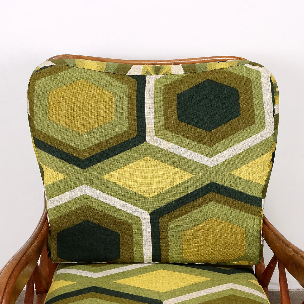 Armchair in beech wood and fabric, 1950s 3