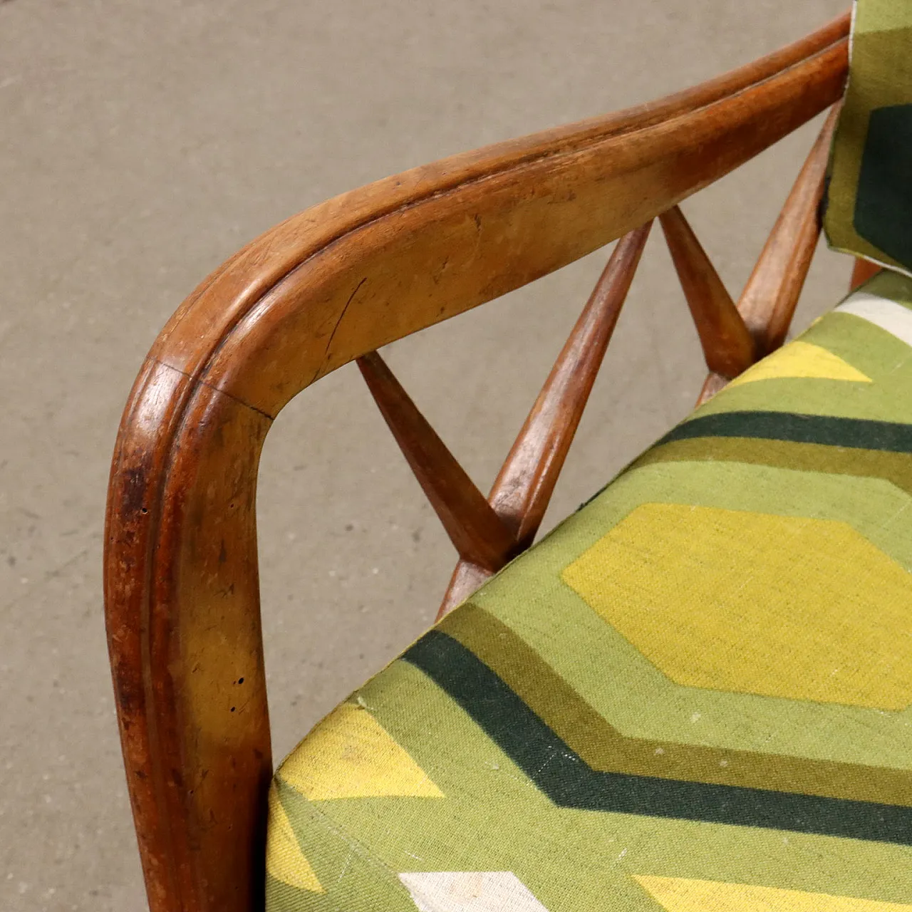 Armchair in beech wood and fabric, 1950s 4