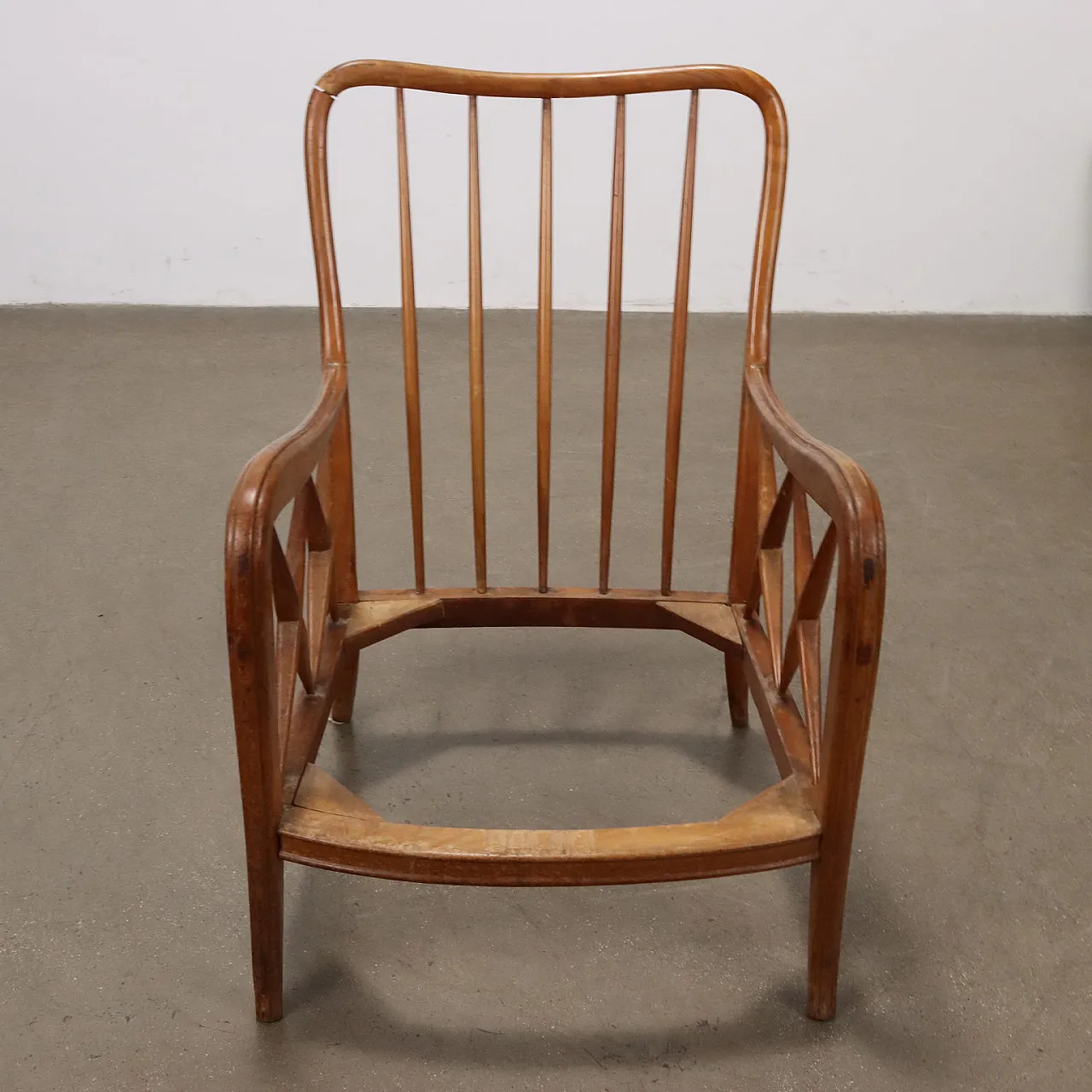 Armchair in beech wood and fabric, 1950s 6
