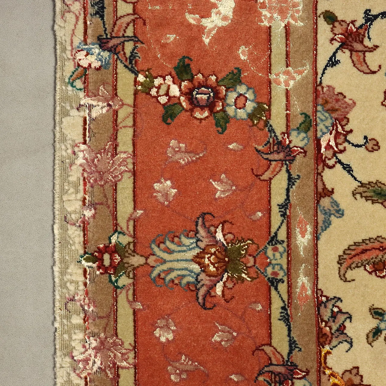 Tappeto Tabriz raggio 60 in cotone, lana e seta, nodo fine, '900 6