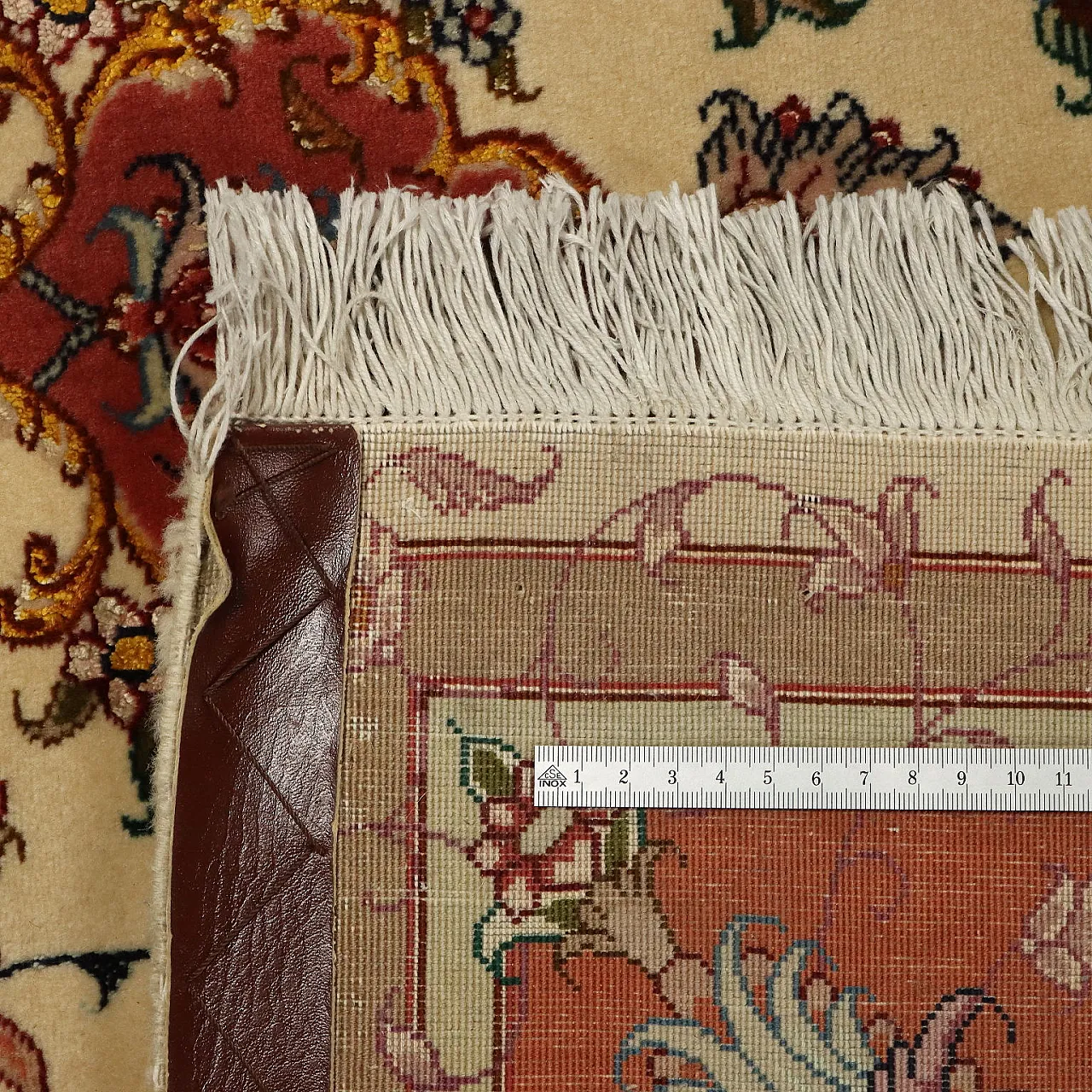 Tappeto Tabriz raggio 60 in cotone, lana e seta, nodo fine, '900 7