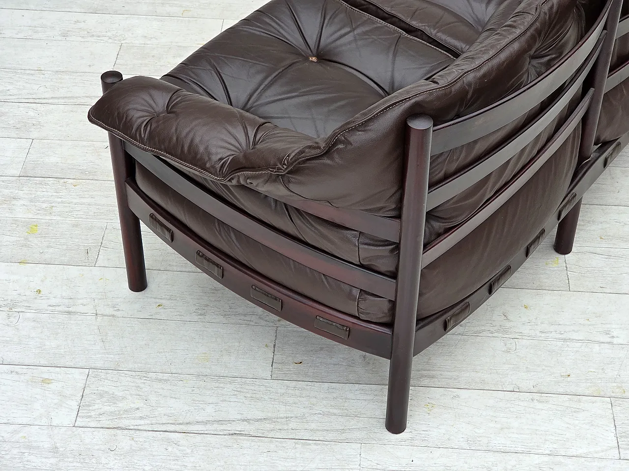 Divano scandinavo a 3 posti di Arne Norell, in pelle, anni '70 15