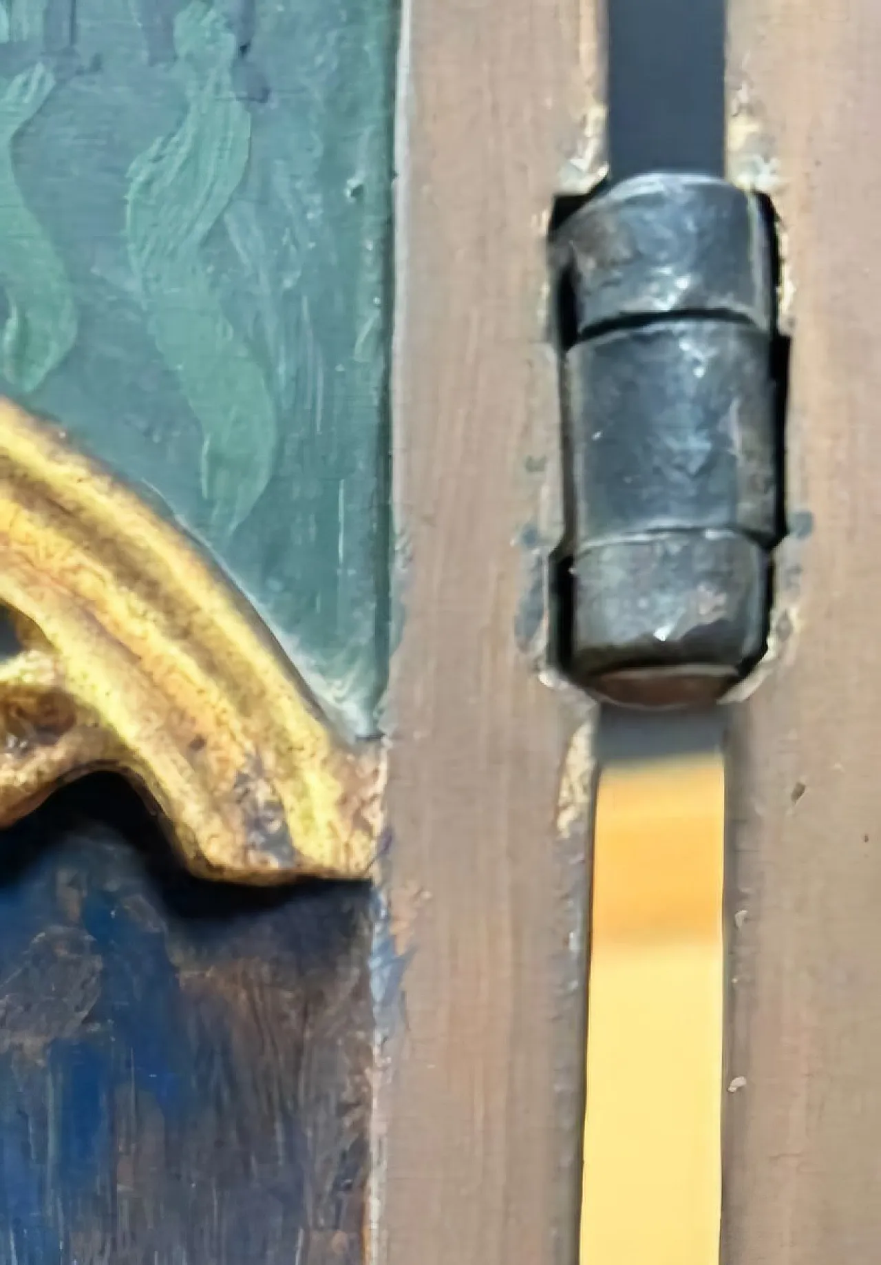 Late Gothic polychrome wooden triptych relief 13