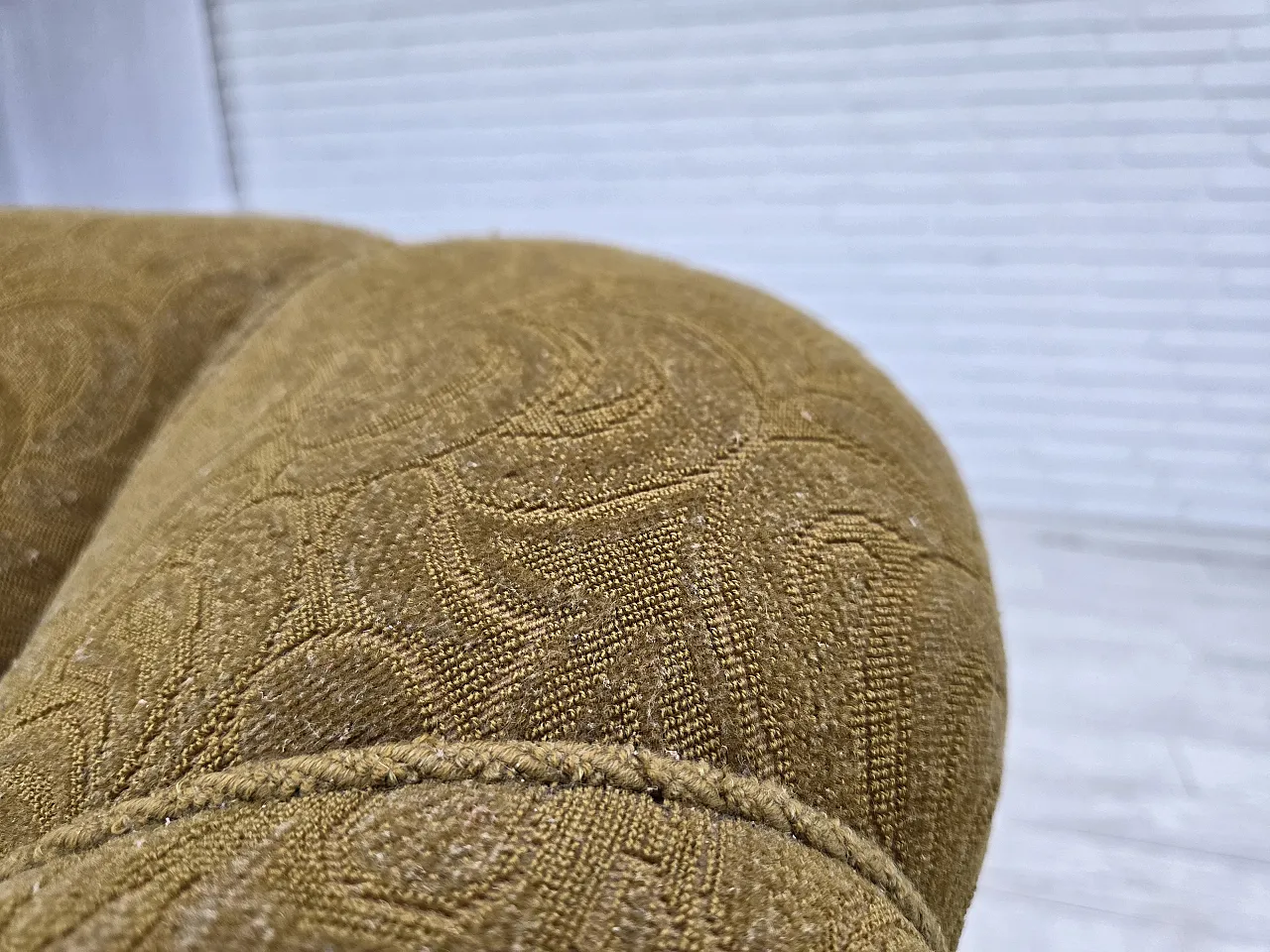 Divano danese a 2 posti, in lana verde, anni '50 5