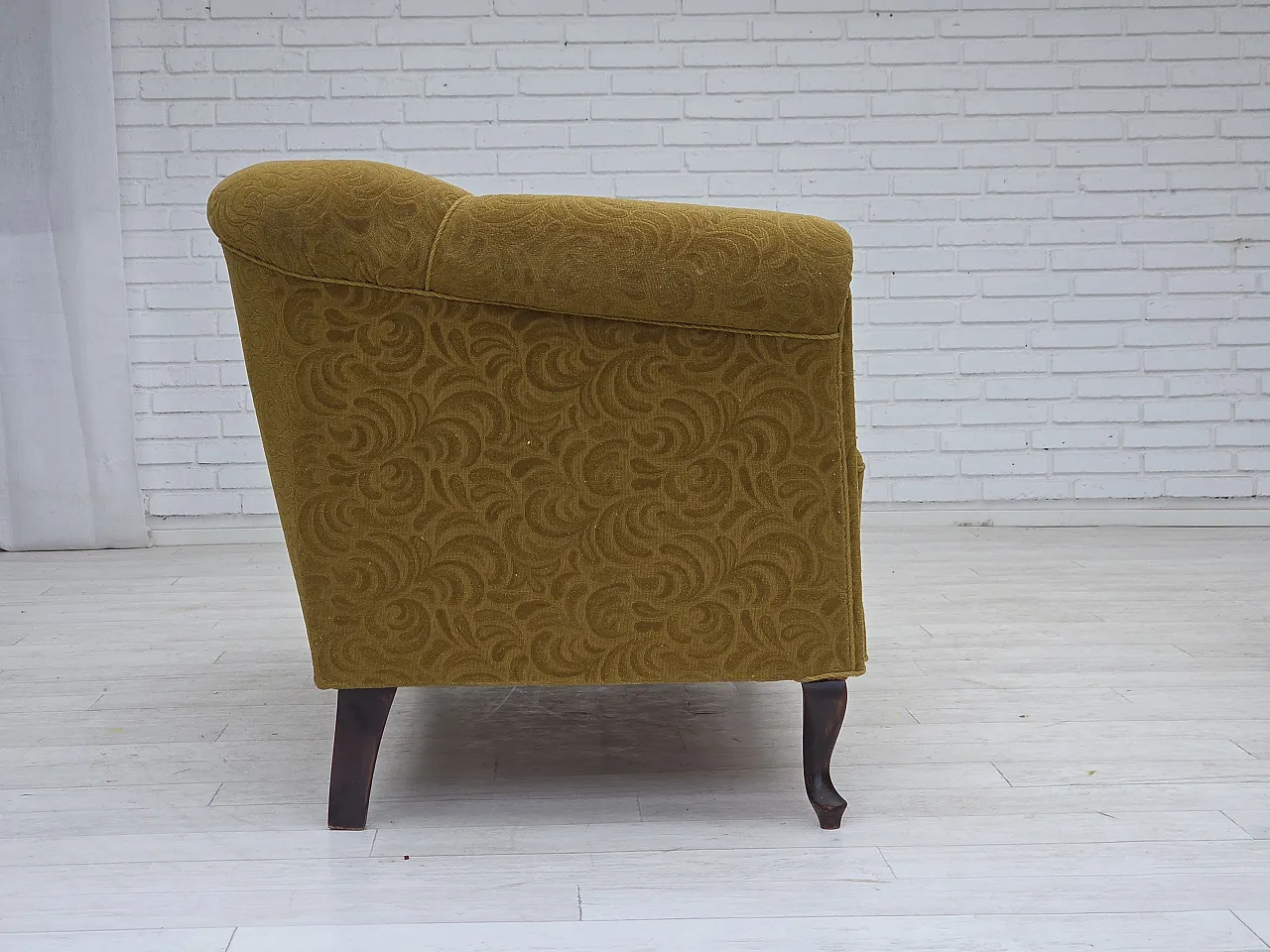 Divano danese a 2 posti, in lana verde, anni '50 8