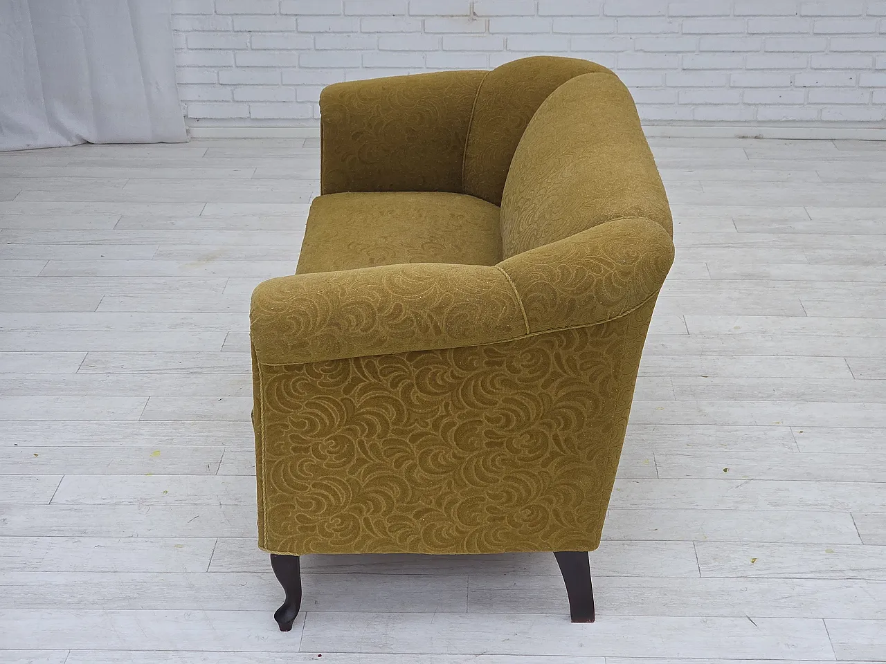 Divano danese a 2 posti, in lana verde, anni '50 14