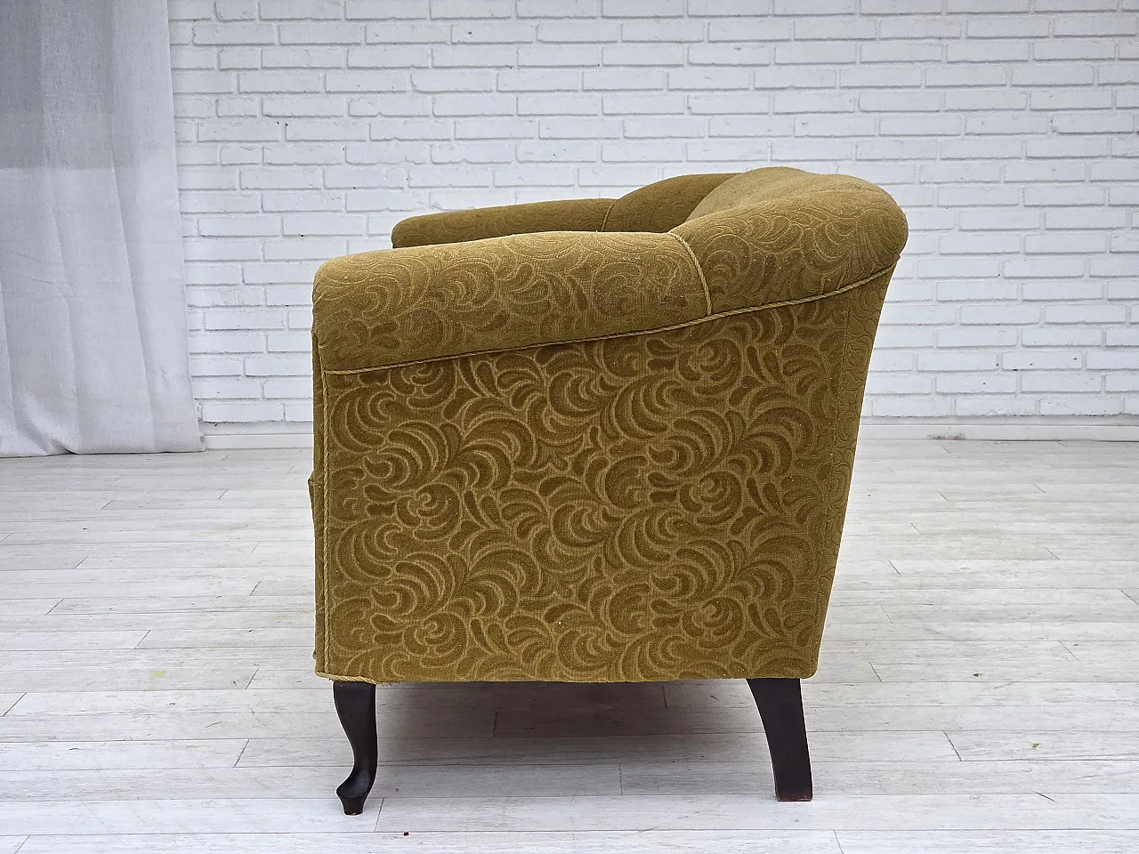 Divano danese a 2 posti, in lana verde, anni '50 15