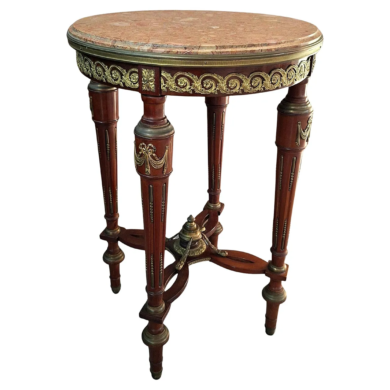 Neoclassical guéridon in mahogany and red marble, late 19th century 1