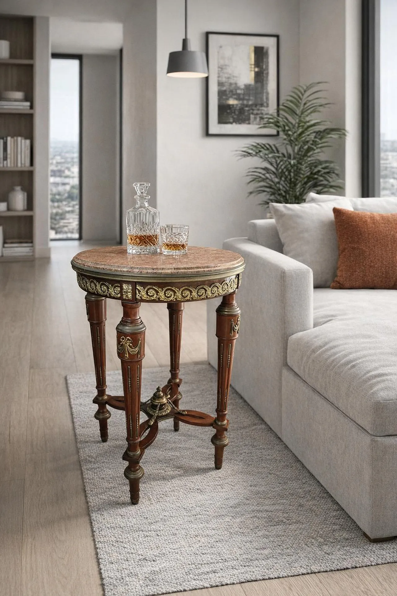 Neoclassical guéridon in mahogany and red marble, late 19th century 5