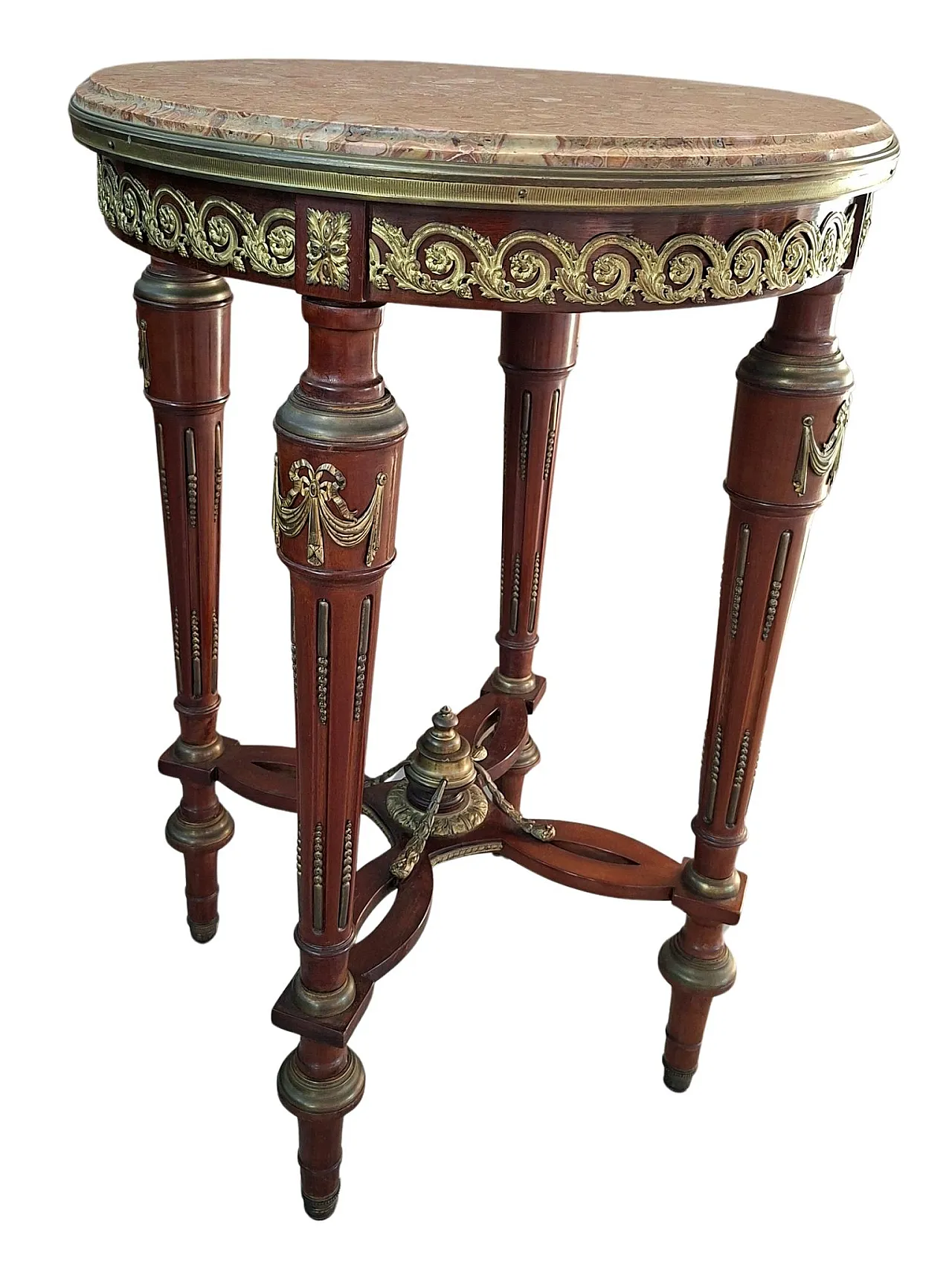 Neoclassical guéridon in mahogany and red marble, late 19th century 6