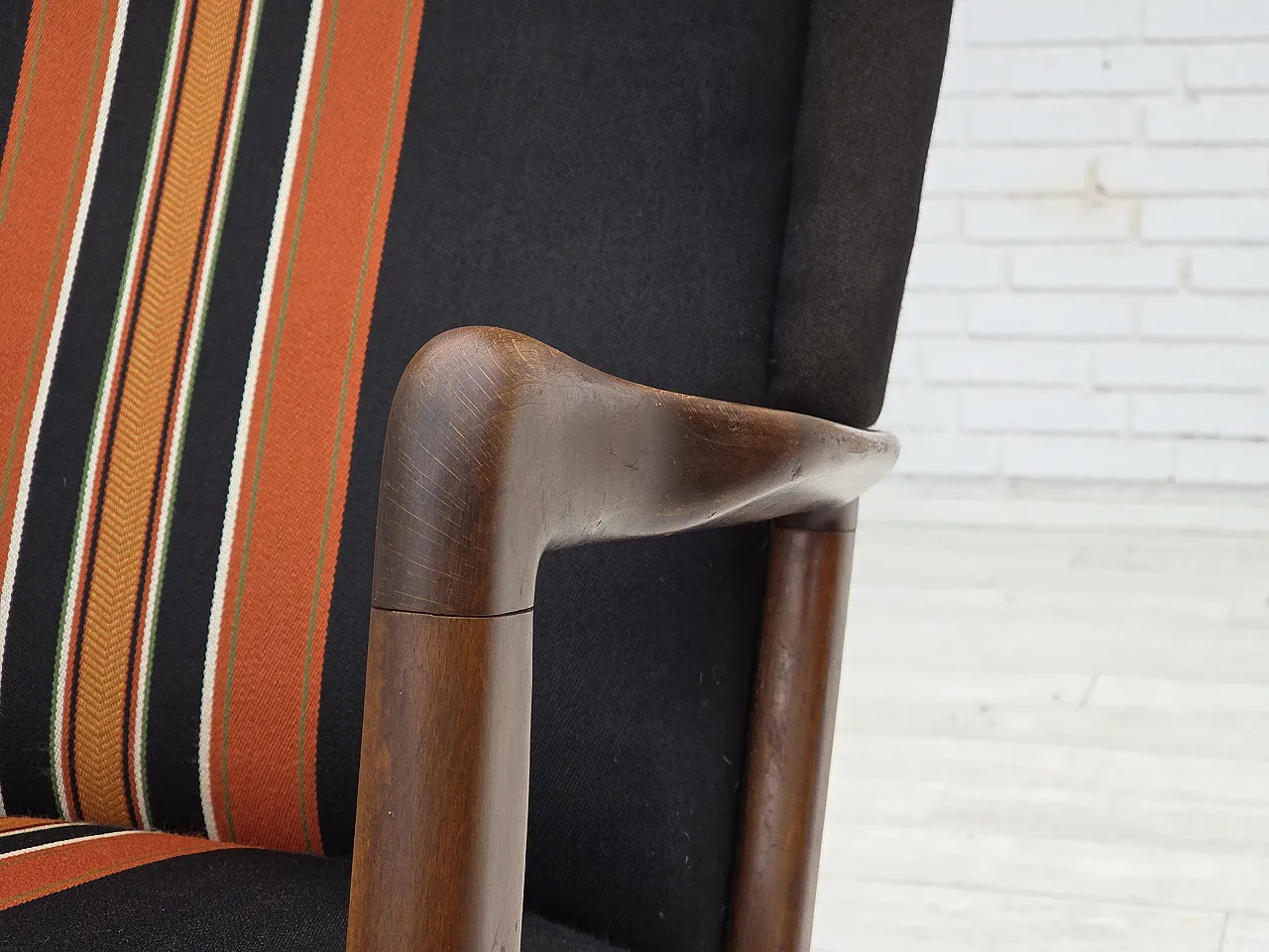 Poltrona danese con schienale alto di Fritz Hansen lana, anni '60 2