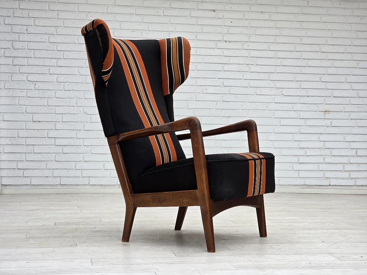 Poltrona danese con schienale alto di Fritz Hansen lana, anni '60 4