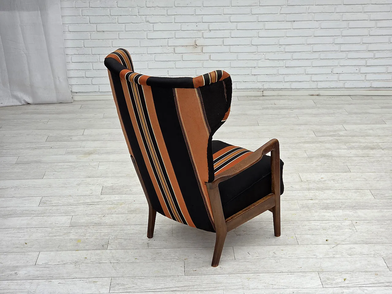 Poltrona danese con schienale alto di Fritz Hansen lana, anni '60 10