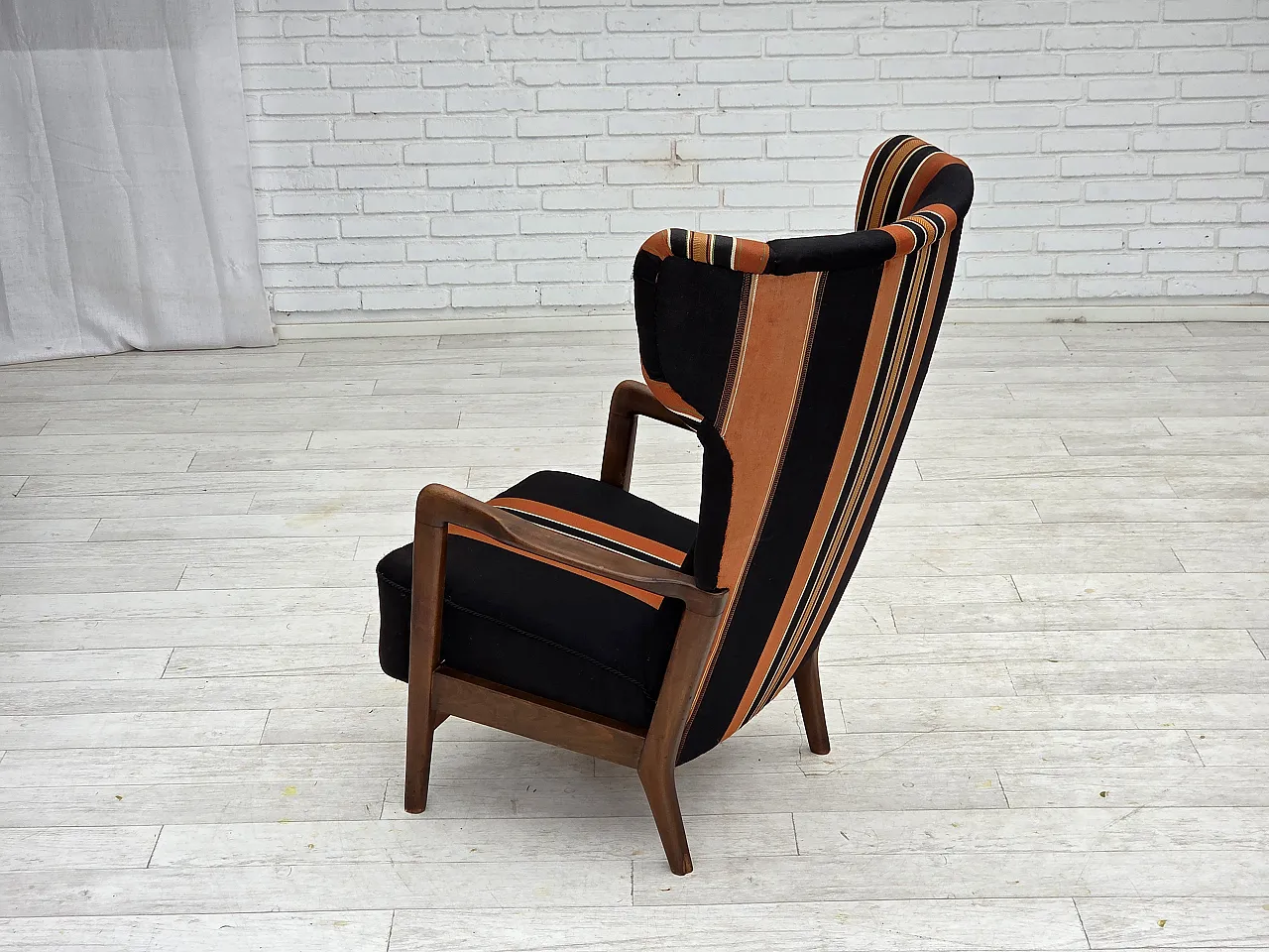Poltrona danese con schienale alto di Fritz Hansen lana, anni '60 12