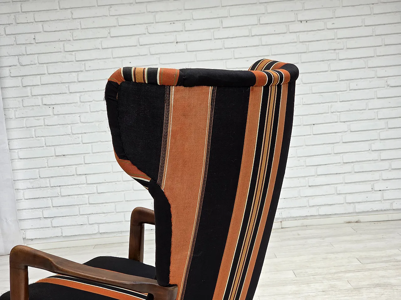 Poltrona danese con schienale alto di Fritz Hansen lana, anni '60 13