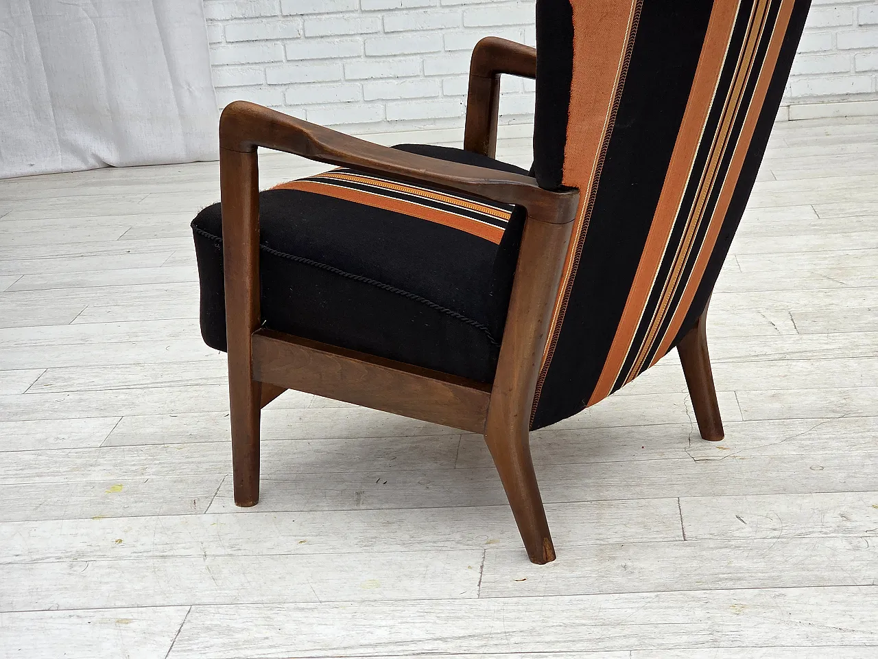 Poltrona danese con schienale alto di Fritz Hansen lana, anni '60 14