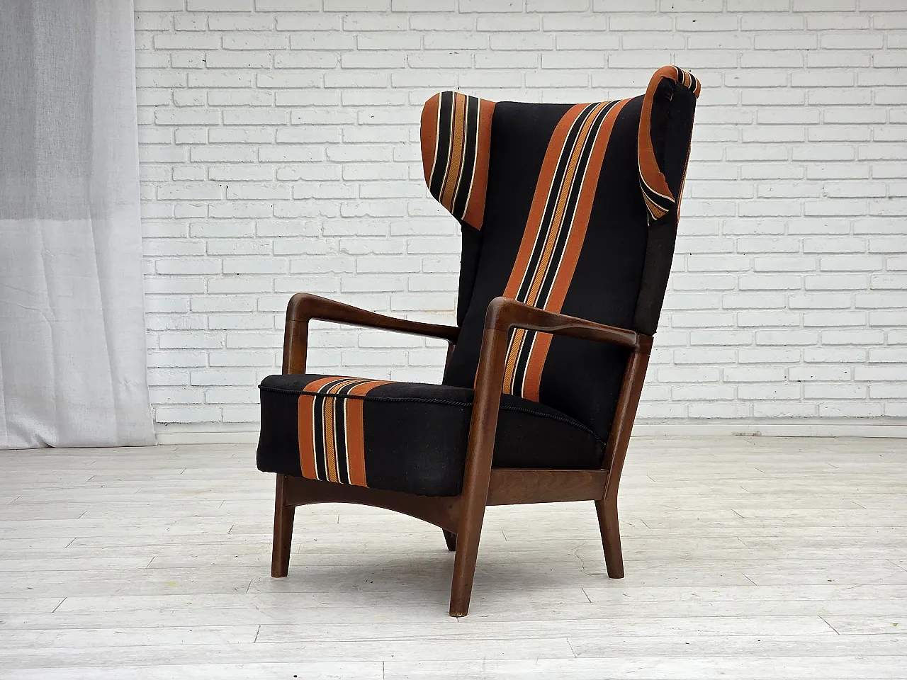 Poltrona danese con schienale alto di Fritz Hansen lana, anni '60 15