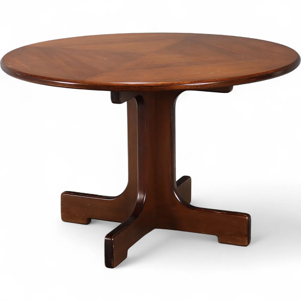 Tavolo tondo in legno, anni '60 9