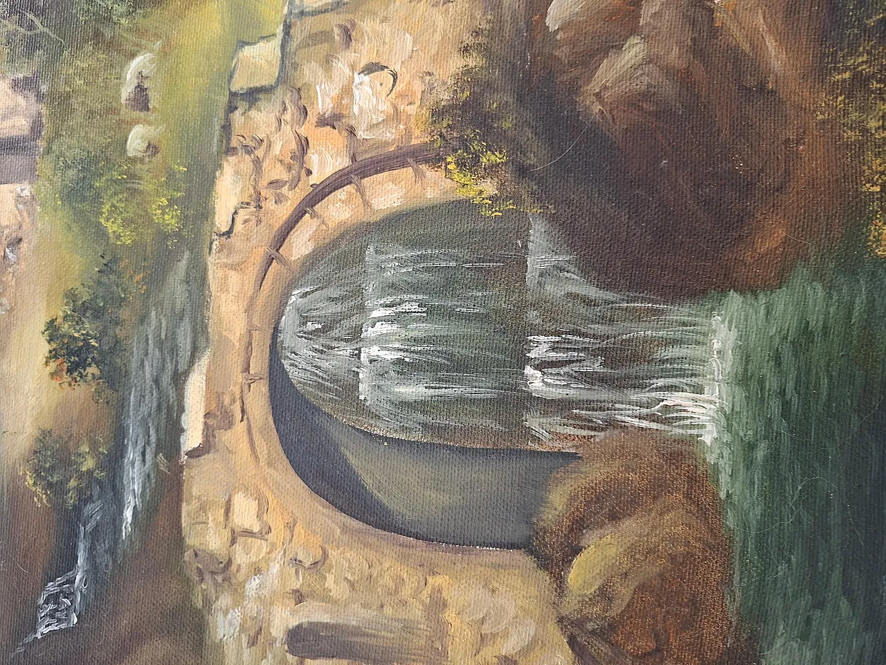 Arcadian Landscape by A. Velotti, oil on canvas, mid-20th century 3