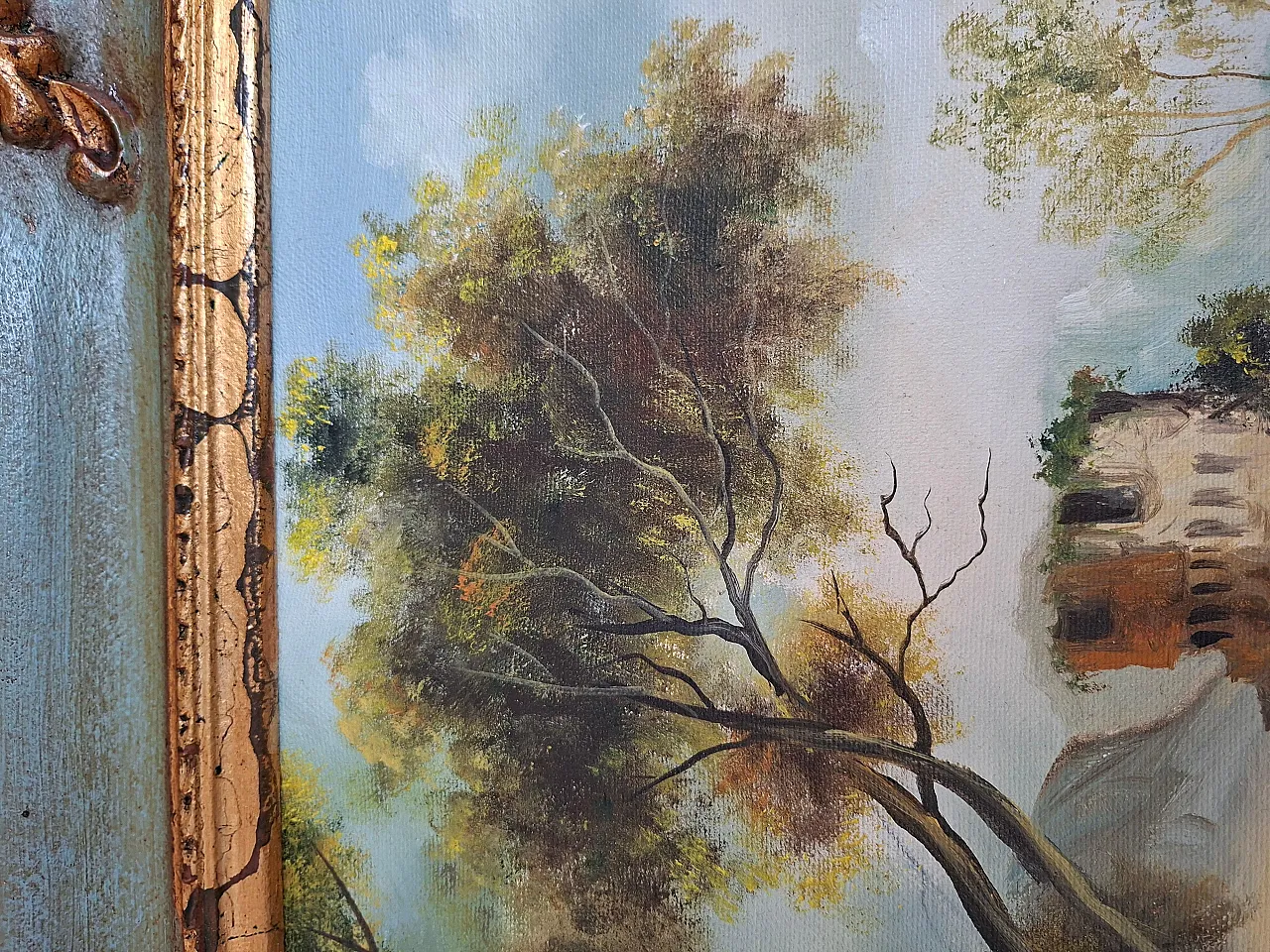 Arcadian Landscape by A. Velotti, oil on canvas, mid-20th century 5