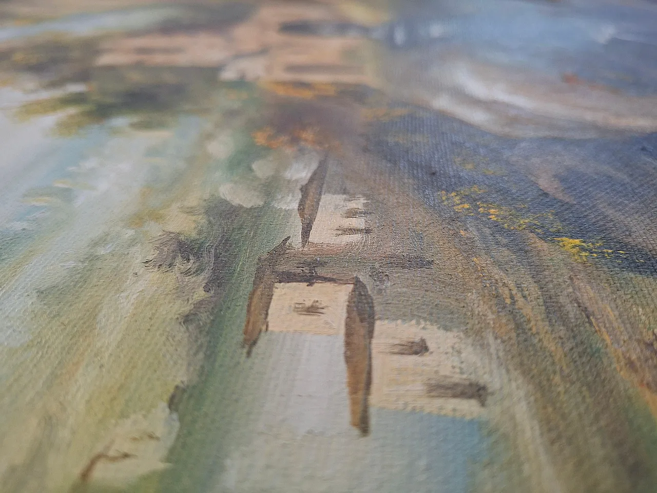 Arcadian Landscape by A. Velotti, oil on canvas, mid-20th century 6