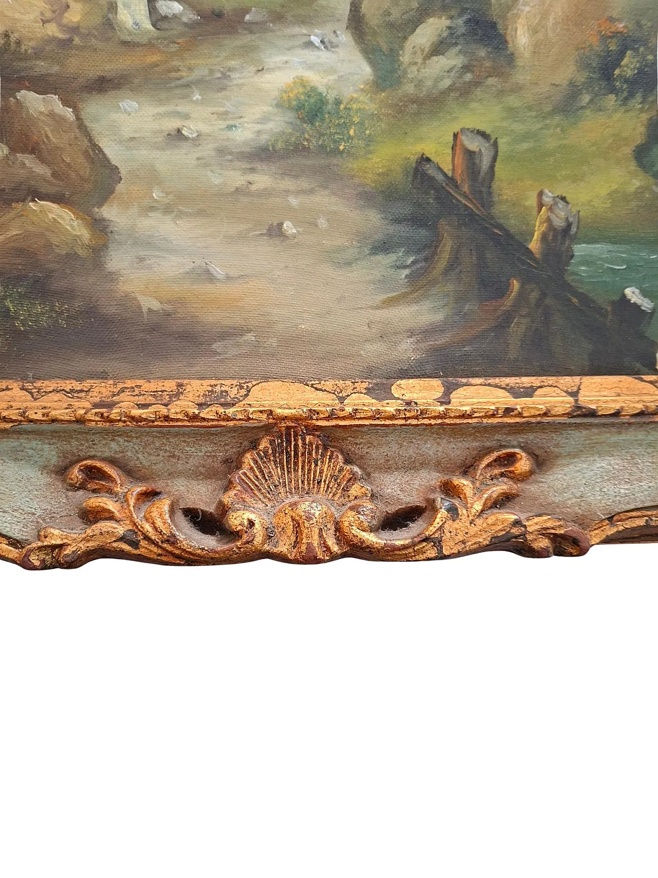 Arcadian Landscape by A. Velotti, oil on canvas, mid-20th century 11