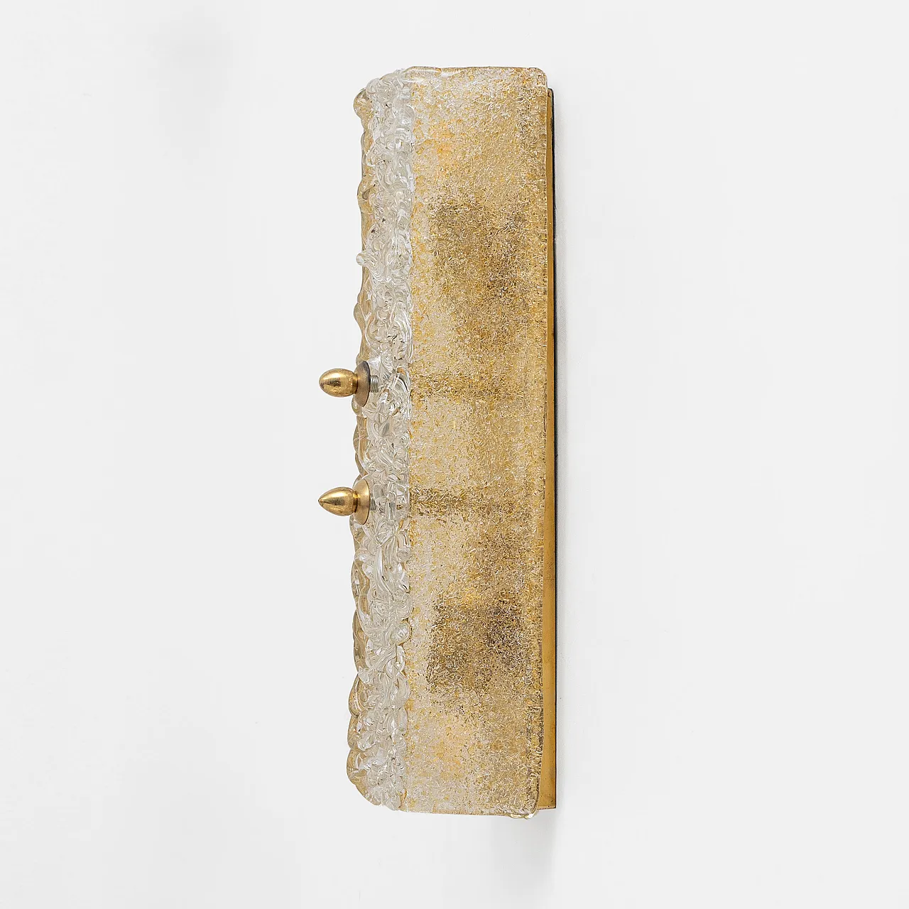 Coppia di applique in vetro di Murano con grana dorata e ottone, 2000 3
