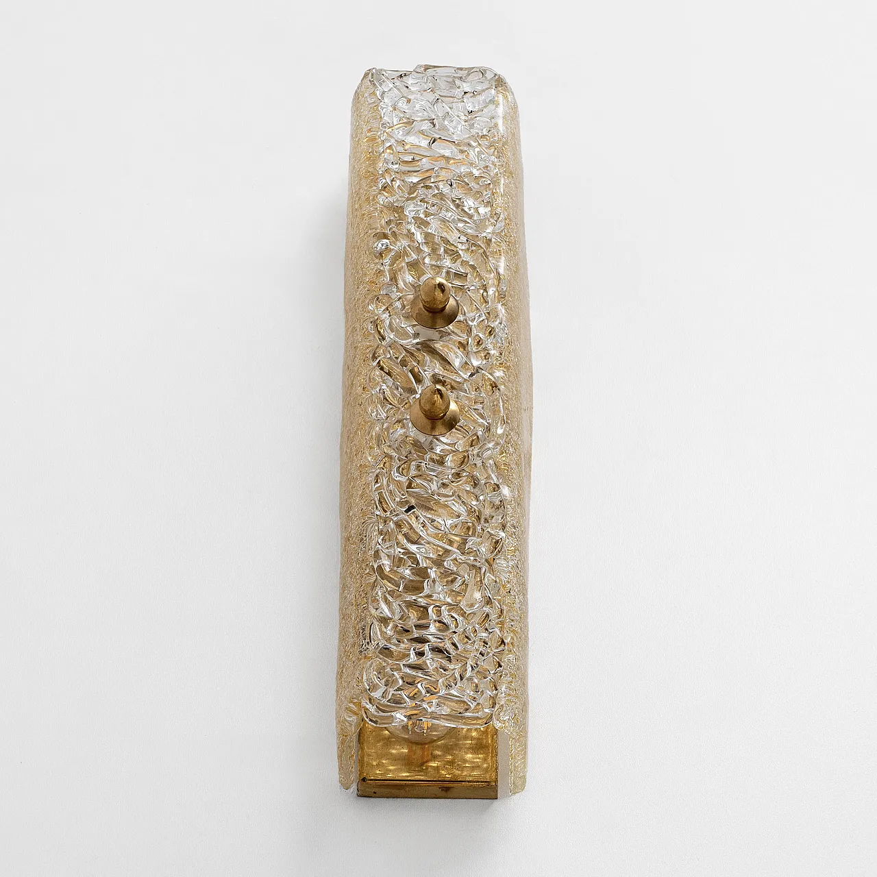 Coppia di applique in vetro di Murano con grana dorata e ottone, 2000 4