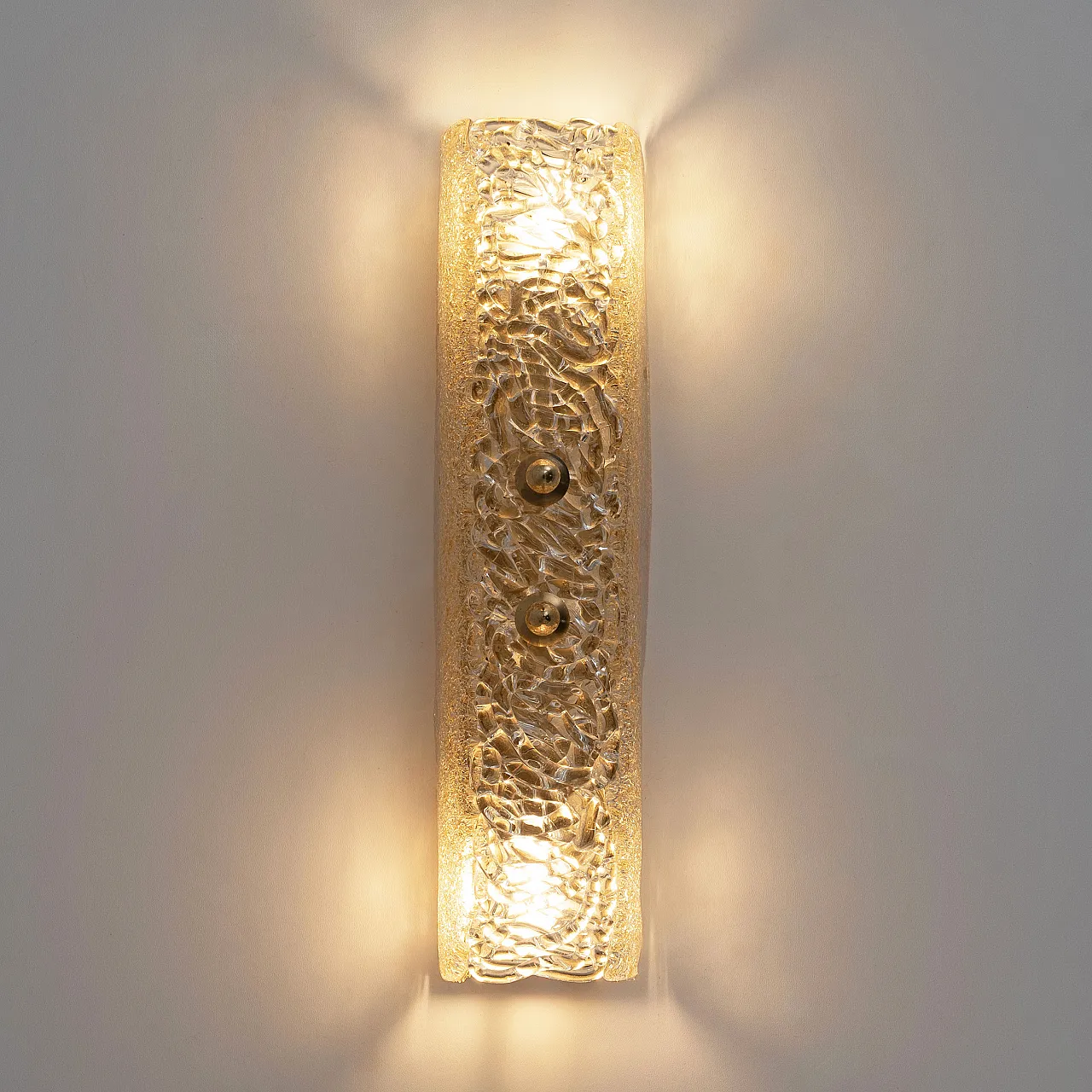 Coppia di applique in vetro di Murano con grana dorata e ottone, 2000 6