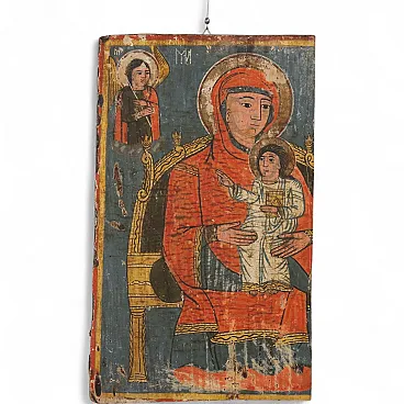 Icona Madonna con Bambino, tempera su tavola, '800